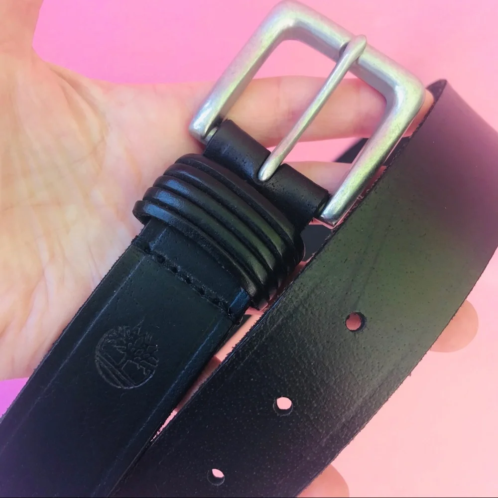 Dark brown/silver Timberland leather belt